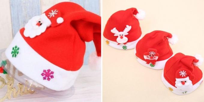Produkter med AliExpress for å lage en nyttårs humør: Cap av Santa Claus