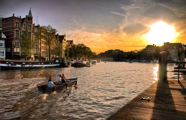 Solnedgang i Amsterdam