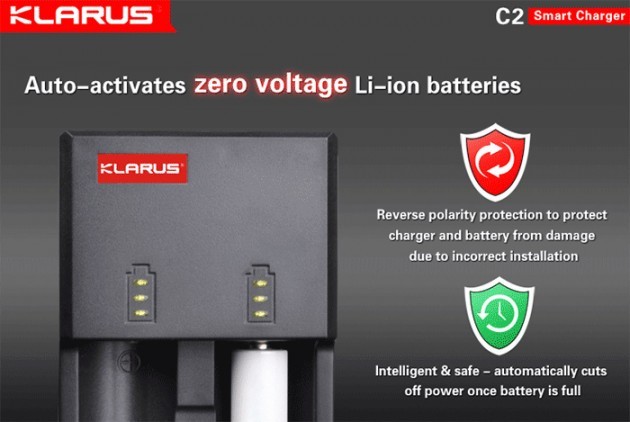 Eksterne batterier på penlight batterier: Klarus C2