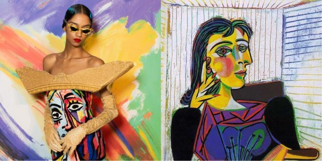 Moschino modell og Picasso "Portrett av Dora Maar".