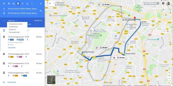 Google Maps. Ankomsttid estimat