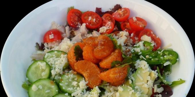 dietetiske salater: Salat med kylling og mandariner