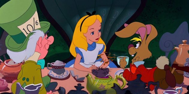 Fremdeles fra den animerte filmen "Alice in Wonderland" i 1951
