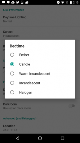 f.lux Android sengetid