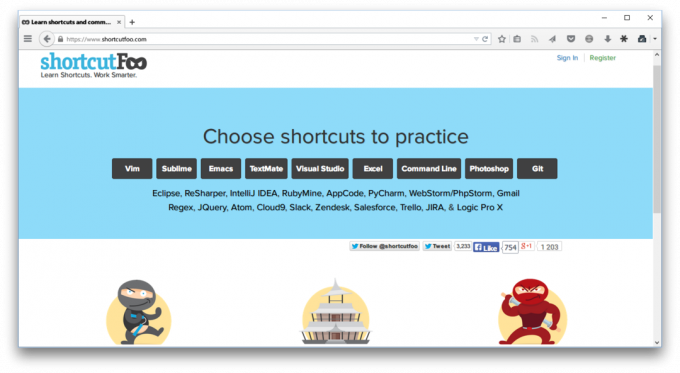 Oversikt over små webapplikasjoner: ShortcutFoo