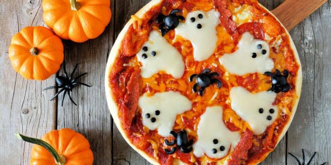 Halloween-ost spøkelsespizza