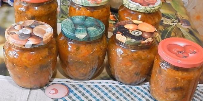 Aubergine: Caviar fra stekt aubergine med squash og tomatpuré