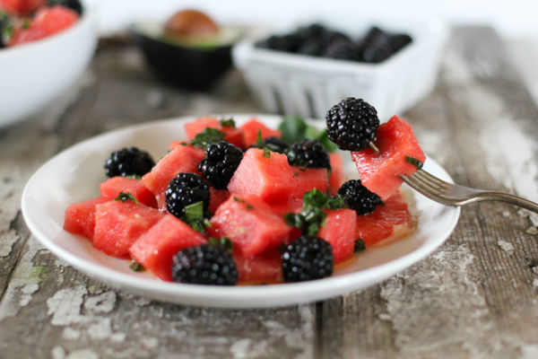  Salat av grapefrukt, vannmelon og blåbær