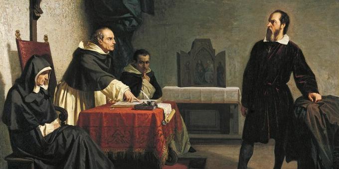 Galileo in the Face of the Roman Inquisition, maleri av Cristiano Banti