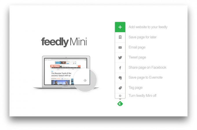 Feedly Mini - Chrome-utvidelsen for praktisk bruk Feedly