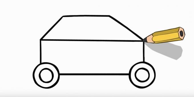 Hvordan tegne en politibil: tegne toppen av bilen