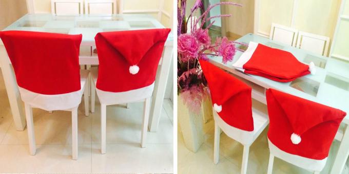 Juledekorasjoner med AliExpress: rygg dekker på stoler