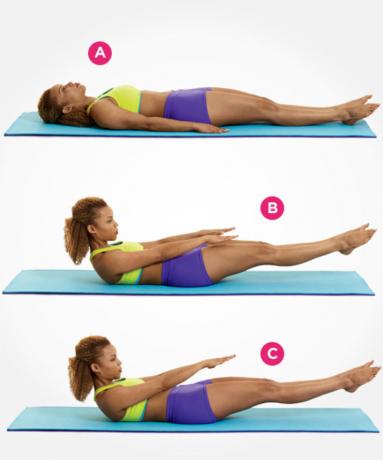 Pilates øvelser for en flat mage hundre
