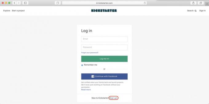 Hvordan kjøpe på Kickstarter: klikk Registrer deg!