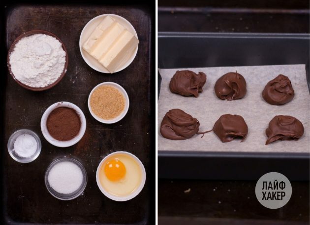 Tilbered ingrediensene til sjokoladefondantkakene: 