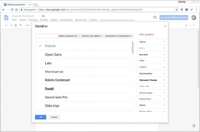 Google Dokumenter add-ons: Google Fonts