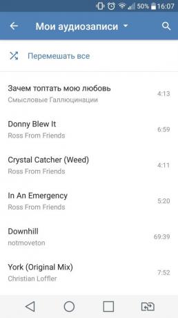 Hvordan å lytte til musikk på Android VKontakte