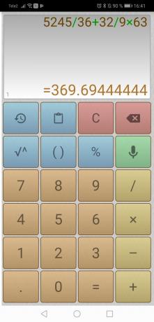 Kalkulator Android: 5245/36 + 32/9 x 63