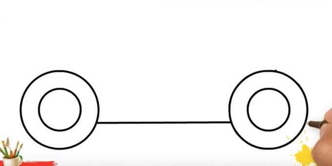 Hvordan tegne en lastebil: koble hjulene