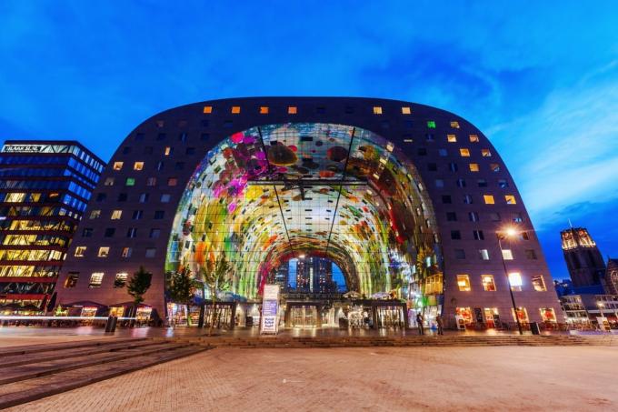 Europeisk arkitektur: Markthal i Rotterdam Blaak markedet