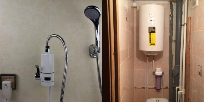 Kompakt rask varmtvannsberederen i badet veggen og kjele på 80 liter, er plassert over toalettet