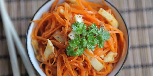 Koreanske salat med gulrøtter og blekksprut