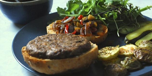 oppskrifter meatless retter: hamburger 