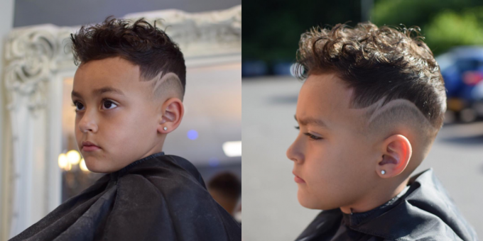 Trendy frisyrer for gutter: fade med geometriske mønstre