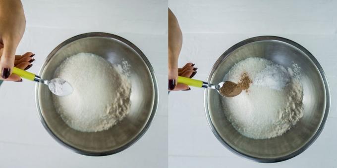 Hvordan lage en kake med pærer: Legg kanel og bakepulver