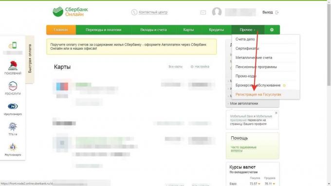 Registrering på offentlige tjenester ved hjelp av "Sberbank Online"