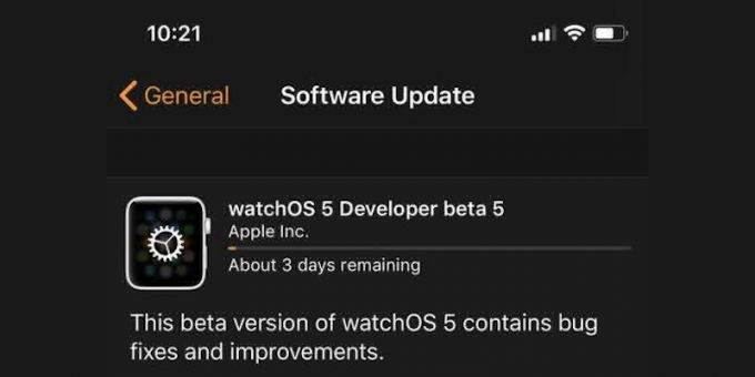Oppdatering Apple Watch: loading bar