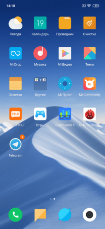 Oversikt Xiaomi Mi 9: skrivebordsikoner