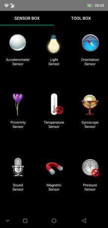 Oversikt smarttelefon Ulefone X: SensorBox