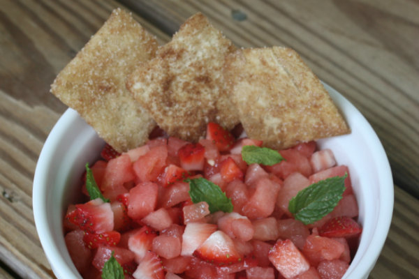 Vannmelon-jordbær-mint salsa