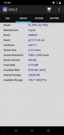 UMIDIGI Z2 Pro: CPU-Z