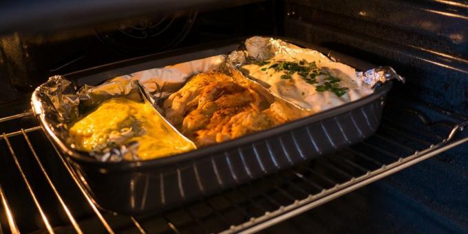 stuet kylling med squash i kremen: retter i ovnen