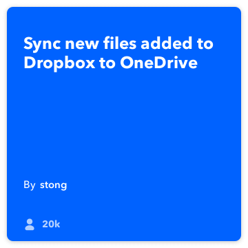 IFTTT Oppskrift: Sync Dropbox til OneDrive kobles dropbox til onedrive