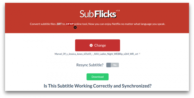 Å konvertere undertekster, kan du bruke nettstedet SubFlicks