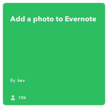 IFTTT Oppskrift: Lag foto notater kobler gjør kameraet til Evernote