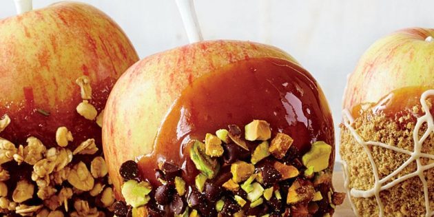 Candy apple med pistasjenøtter og sjokolade