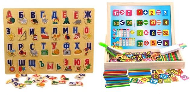 Baby gaver for det nye året: Pedagogisk brettet med tall og bokstaver